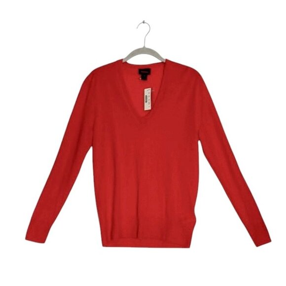 J. Crew Collection Italian Cashmere V-Neck Sweater In Orange - Sz M - New - Picture 1 of 6